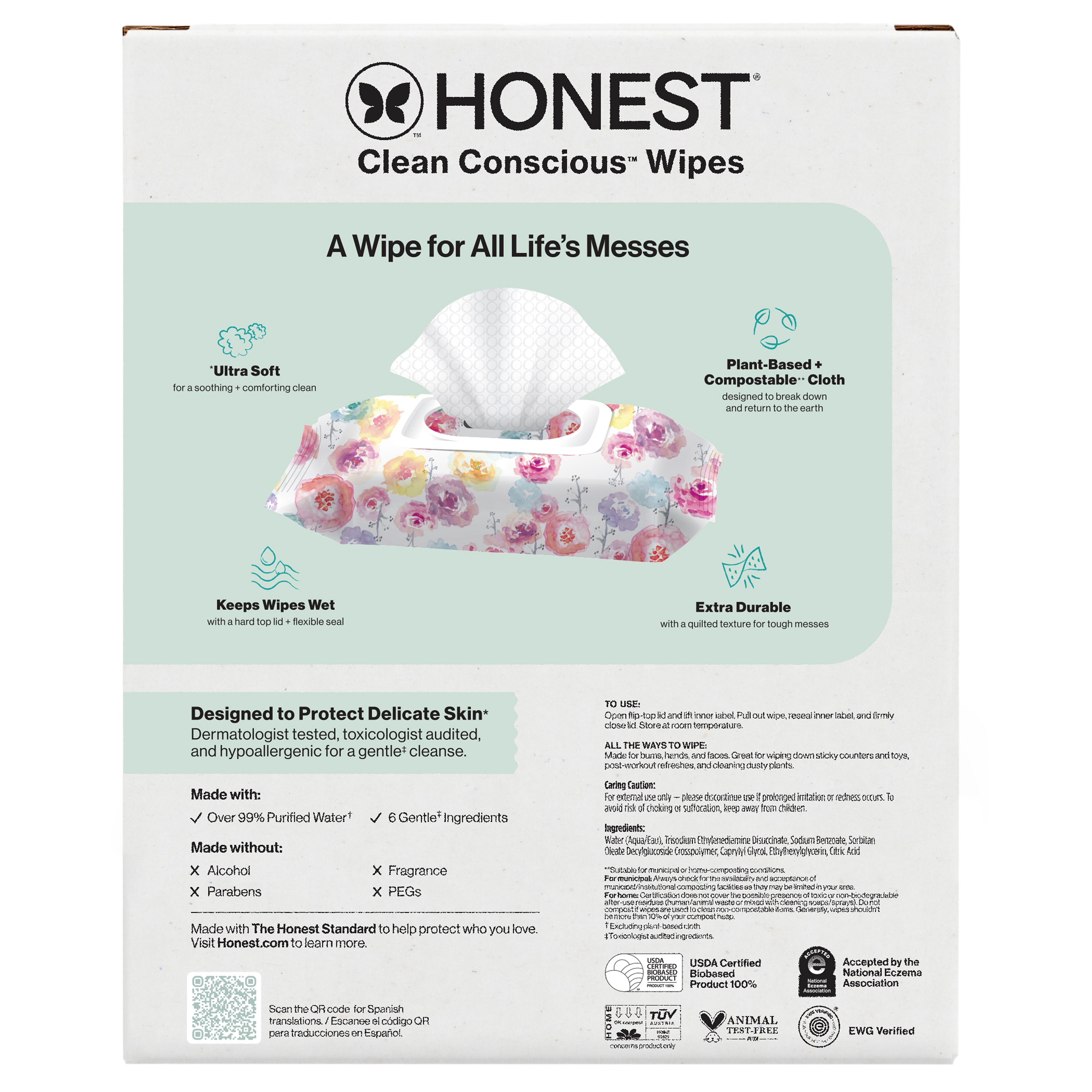The Honest Company Clean Conscious Wipes, Rose Blossom, 288 Count