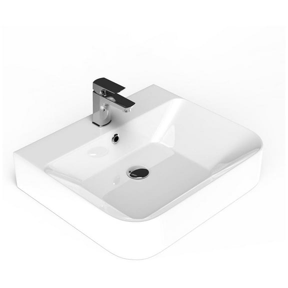 Ws Bath Collections Fly 3054.01 Fly 21-11/16" Rectangular Ceramic Vessel Or Wall Mounted