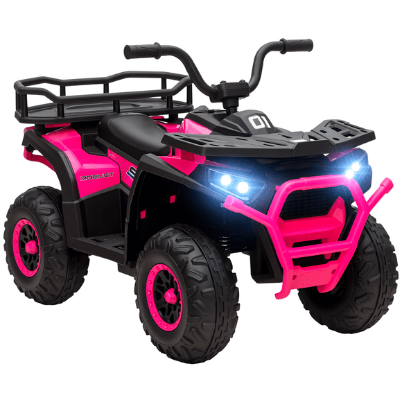 Qaba 12V Kids ATV, Ride on Toy w/ 4 Spring Suspension Wheels, Pink