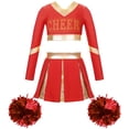 thumbnail image 1 of Yartina Filles Crop Tops à Manches Longues avec Jupes Tenues Enfants Performance Uniforme de Cheerleading Costumes Danse Rouge&Suit 16, 1 of 5