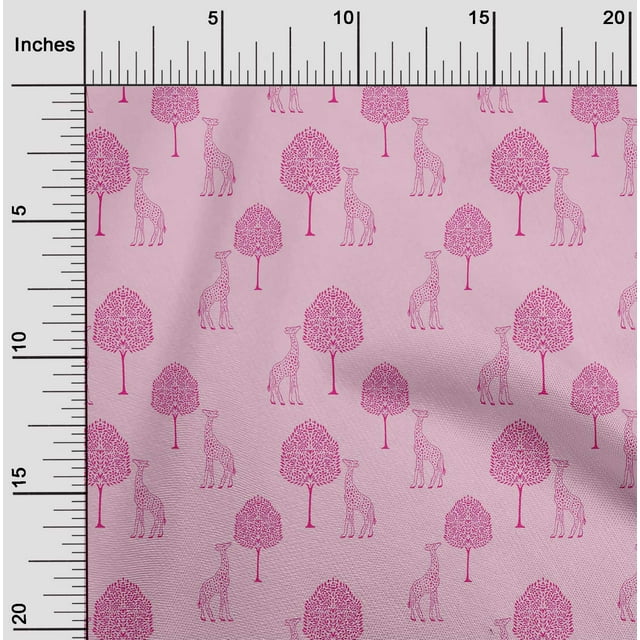 oneOone Cotton Poplin Fabric Tree & Giraffe Block Print Fabric By The Yard 42 Inch Wide
