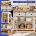 thumbnail image 5 of Wooflex 45" Kitchen Island Cart with Storage, Adjustable & Open Shelves, Distressed Oak Top, Swivel Casters, Mobile Multi-Functional Kitchen Storage for Dining Room, 5 of 9