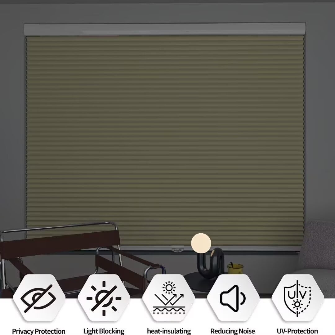 Myshade No Drill Blackout Shades Tension Cordless Cellular Blinds for Indoor Windows No Tools Window Blinds & Shades
