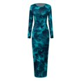 thumbnail image 3 of WILLBEST Vestidos de Verano para Mujer, Vestido Maxi Ajustado para Mujer, Moda de Otoño, Manga Larga, Estampado Floral, Ajustado, para Fiesta, Club, Vestidos Fruncidos Chica, 3 of 3