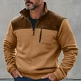 thumbnail image 2 of Lorytime Men's Sweatshirts with Pockets Solid Pullover Mock Neck Half Zipper Long Sleeve Tops Outerwear Brown XL, 2 of 3