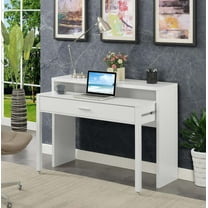 Newport JB Console/Sliding Desk with Drawer and Riser in White Wood Finish