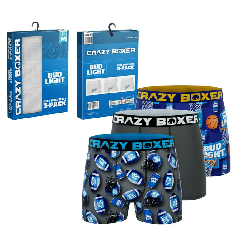 CRAZYBOXER Bud Light Sports; Men's Boxer Briefs, 3-Pack