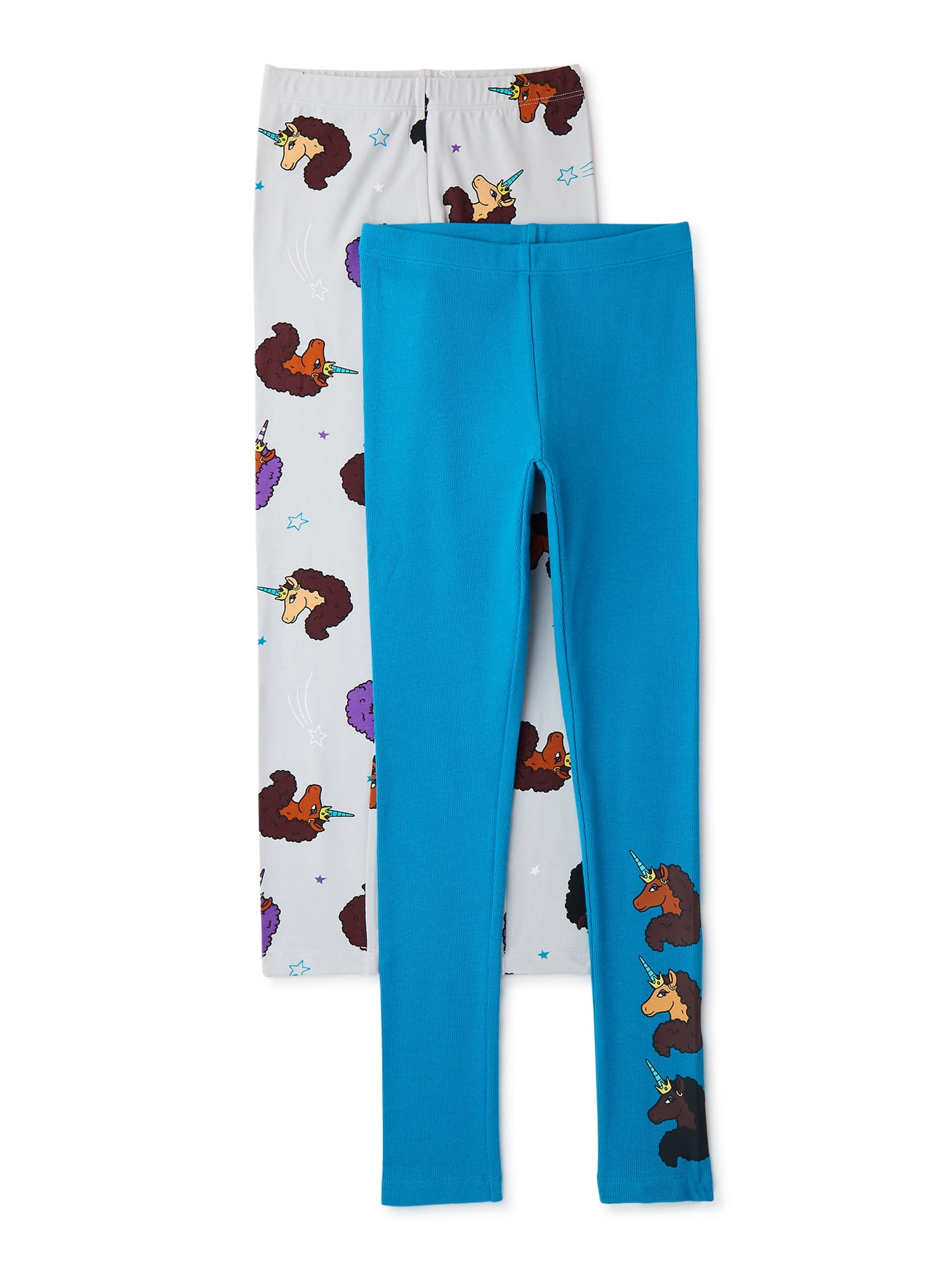 Afro Unicorn Girls Leggings, 2-Pack, Sizes 4-16