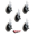 thumbnail image 2 of 5 Inch Thermoplastic Wheel 1-3/8 Inch Grip Ring Stem Caster with Brakes Set of 5, 2 of 2