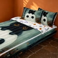 thumbnail image 2 of Erosebridal Kawaii Ghost Zipper Queen Comforter Set with Fitted Sheet and 2 Pillowcases, Happy Halloween Spider Web Cat Zipper Bedding Set for Boys Girls, Orange White Black, Halloween Reversible, 2 of 7