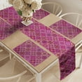 thumbnail image 2 of Ambesonne Moroccan Table Runner & Placemats, Checkered Pink, Placemat 4 pcs + Runner 12"x72", Magenta Purple Marigold, 2 of 2