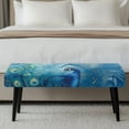 thumbnail image 4 of FKELYI Blue Peacock Print Dining Bench Cover Anti-Dust Bench Slipcover Stretch Fabric Furniture Protector Cover with Elastic Band for Living Room Bedroom, 4 of 7