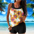 thumbnail image 1 of Dorinao Women's Spring/Summer Floral Print With Breast Top Two Piece Bikini Set, Gold, M, 1 of 4