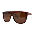 thumbnail image 2 of Mens Classic Flat Top Oversize Gangster Rectangle Plastic Sunglasses Red Tortoise Brown, 2 of 4