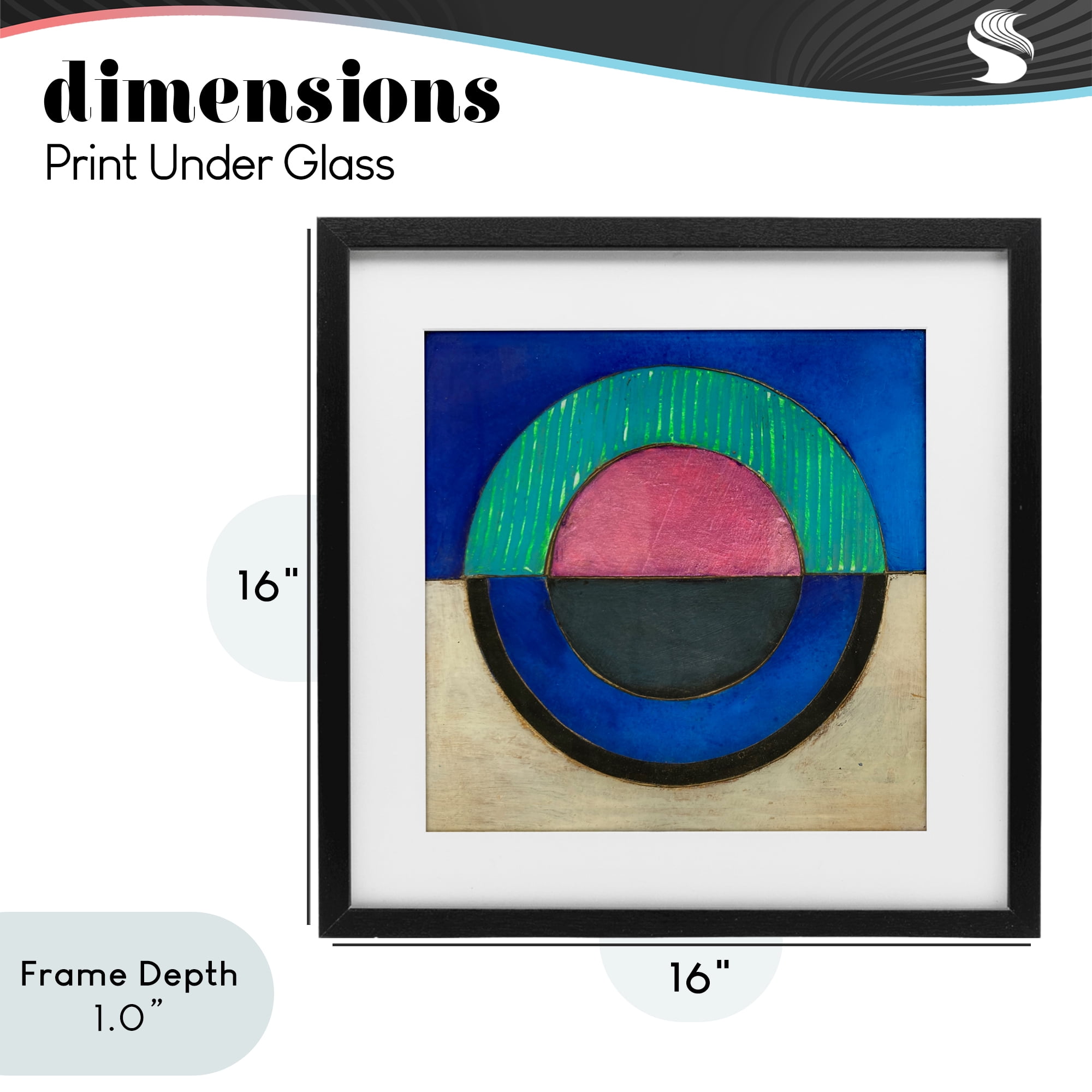 Stupell Industries Blue Toned Distressed Circle Black Framed Print Under Glass, design by Matthew Finger
