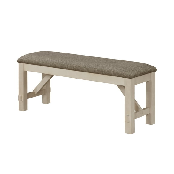 Charming Cottage Style 48" Upholstered Dining Bench - Chalk Gray Finish Wooden Furniture for Dining Room, Bedroom, Entryway - Transitional Comfort
