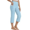 thumbnail image 2 of Mohiass Capri Pants for Women, Summer Casual Pull On Womens Capris, Women's Casual Pants & Capris, Ladies Capris with Pockets Light Blue S, 2 of 5