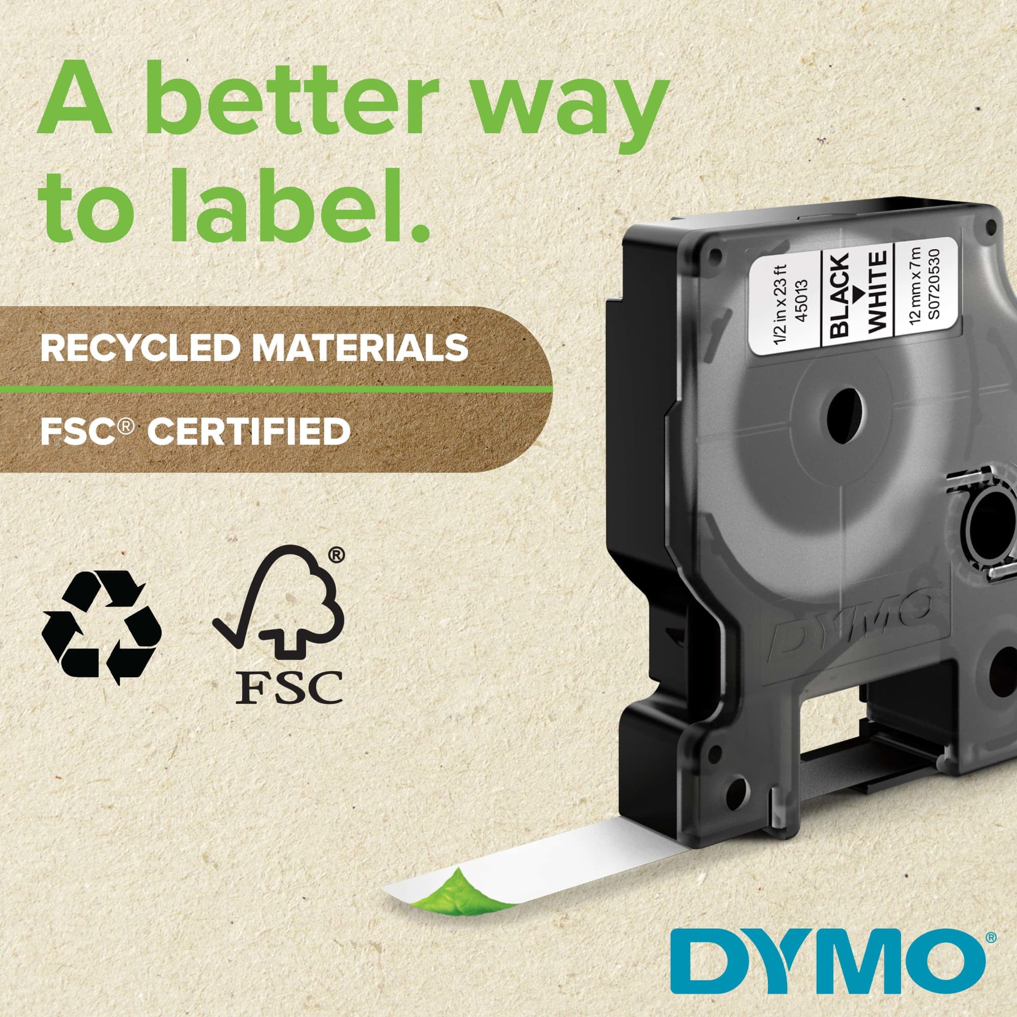 DYMO D1 Durable Labeling Tape for LabelManager Label Makers, Black Print on Orange Tape, 1/2" W x 10' L, 1 Cartridge