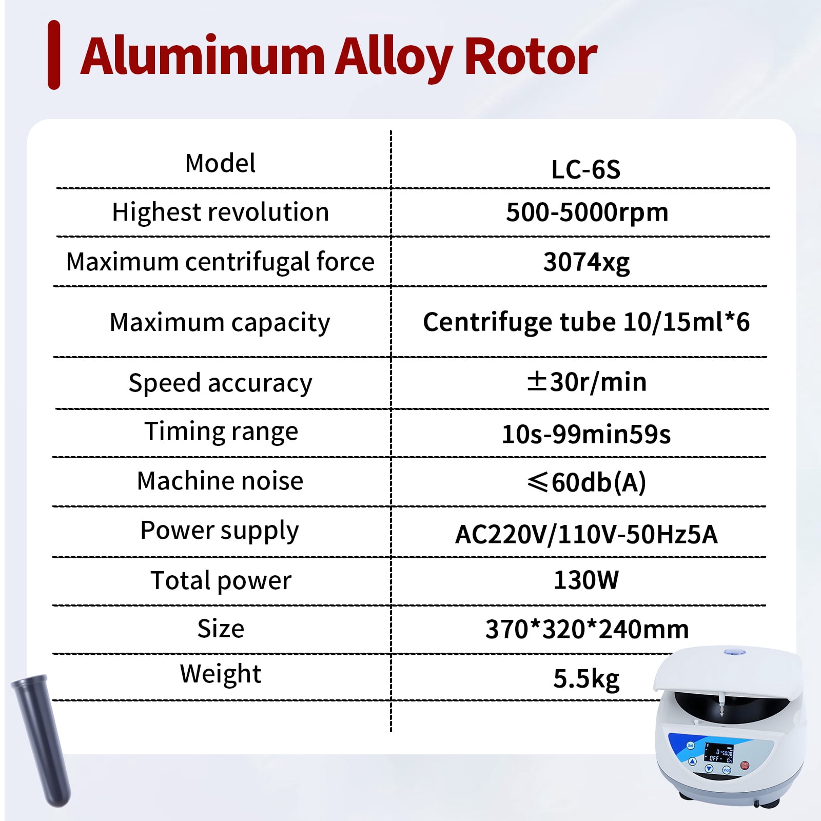 Lab PRP Benchtop Centrifuge with LCD Display, LCD Digital Desktop Lab Centrifuge Lab Centrifuges, for Industrial Mfg&Others Impurity Separation