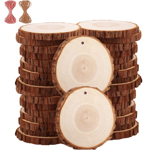 Wood Slices TICIOSH, 50 unidades, círculos de pino natural de 5 a 6 cm