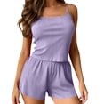 thumbnail image 2 of siminsem Two Piece Ribbed Pajama Set for Women Soft Knit Loungewear Comfy Sleepwear with V Neck Top and Relaxed Pants Stylish Home Pajamas, Light Violet,M, 2 of 5
