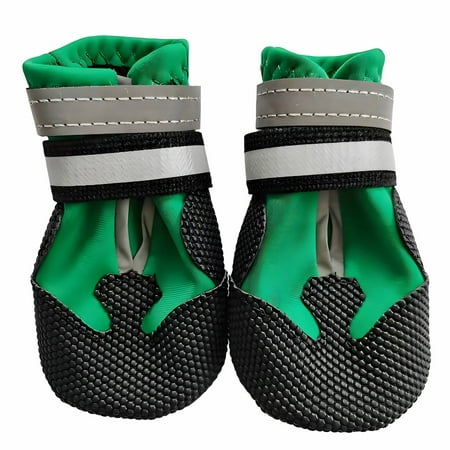 GASTROPOD 4Pcs Dog Shoes Waterproof Non-Slip Soft Sole Dog Rain Boots Comfortable Fit Dog Boots & Paw Protectors 6x5.5cm Green