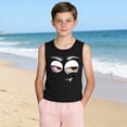 thumbnail image 5 of Boys Black Monster Face Graphic Muscle Tank Top Sleeveless Shirt for Kids Original Cartoon Character Design,Size 8 T, 5 of 6