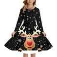 thumbnail image 1 of oqasdz Robe Fille Imprimée Robe de Fête avec Laçage devant Manches Longues et Fermeture Éclair Élastique au Dos pour Fête des Fêtes Robe de Concours, 1 of 4