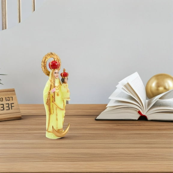 OFFIGAM European Style Virgin Mary Miniature Plastic Statue with Baby Jesus for Home and Office Decor
