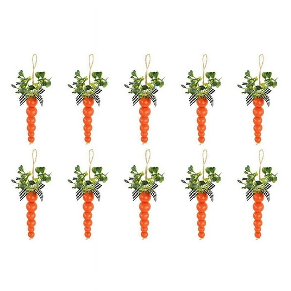 10PCS Wooden Easter Carrot Hanging Ornament DIY Wreath Pendants Beads