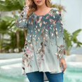thumbnail image 2 of Xyxonk Womens Plus Size Fall Tops 2024 4x-5x Long Sleeve Blouses Floral Graphic Tees Crew Neck T Shirts Loose Casual Trendy Tunics Cyan XL, 2 of 5