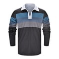 thumbnail image 3 of Ketyyh-chn99 Mens Polo Shirt Fall Clothes Men's Golf Polo Shirts Long Sleeve Collar Tennis Shirt Color Block Striped Work T-Shirt Black,3XL, 3 of 5