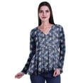thumbnail image 2 of Moomaya Empire Waist Top Printed Dress V-Neck Full Sleeve Tunic Peplum Top For Women, 2 of 6