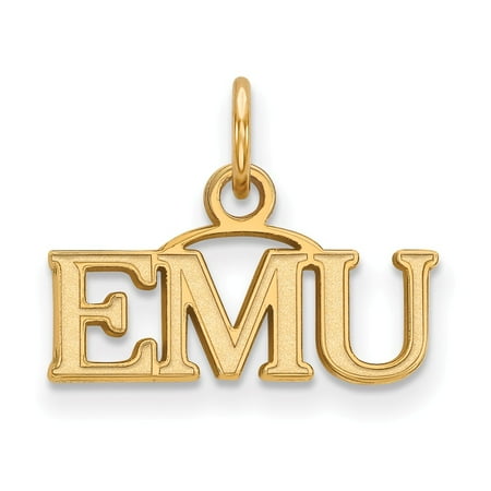 Michigan Outdoor Pendant - Solid 925 Sterling Silver with Gold-Toned Eastern Michigan University Extra Small Pendant (17mm x 12.5mm)