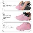 thumbnail image 3 of DODAMOUR Silicone Rain Shoe Covers for Kids, Anti-Slip Wear-Resistant and Portable Waterproof Shoe Covers, Kid Shoe Covers for Outdoor Home Travel Rain Boots (Pink, L), 3 of 7
