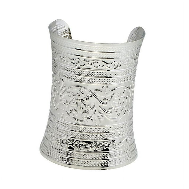 Pulsera ancha vintage de moda para mujer Plata