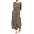 thumbnail image 2 of Kureaily Women Spring And Summer Solid Color Sleeveless Trousers Women's Casual Loose Type Jumpsuit Features: Women Lightweight Jumpsuit, 2 of 5