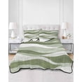 thumbnail image 2 of Quilts King Size Bedding Set, Sage Green Ombre Lightweight Quilted Comforter, Modern Moire Abstract Art Aesthetics Soft Reversible Bedspread Coverlet with Pillow Covers for All Season, 96" x 106", 2 of 7