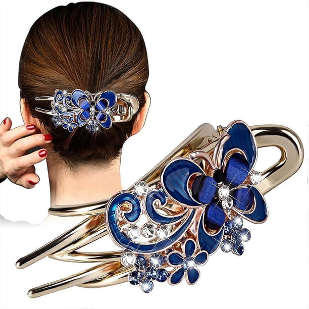 Alligator Hair Clips for Styling, Hair Claw Clips for Thick Long Hair, Styling Hair Clips with Rhinestone Flower Butterfly, Hair Barrettes for Women F