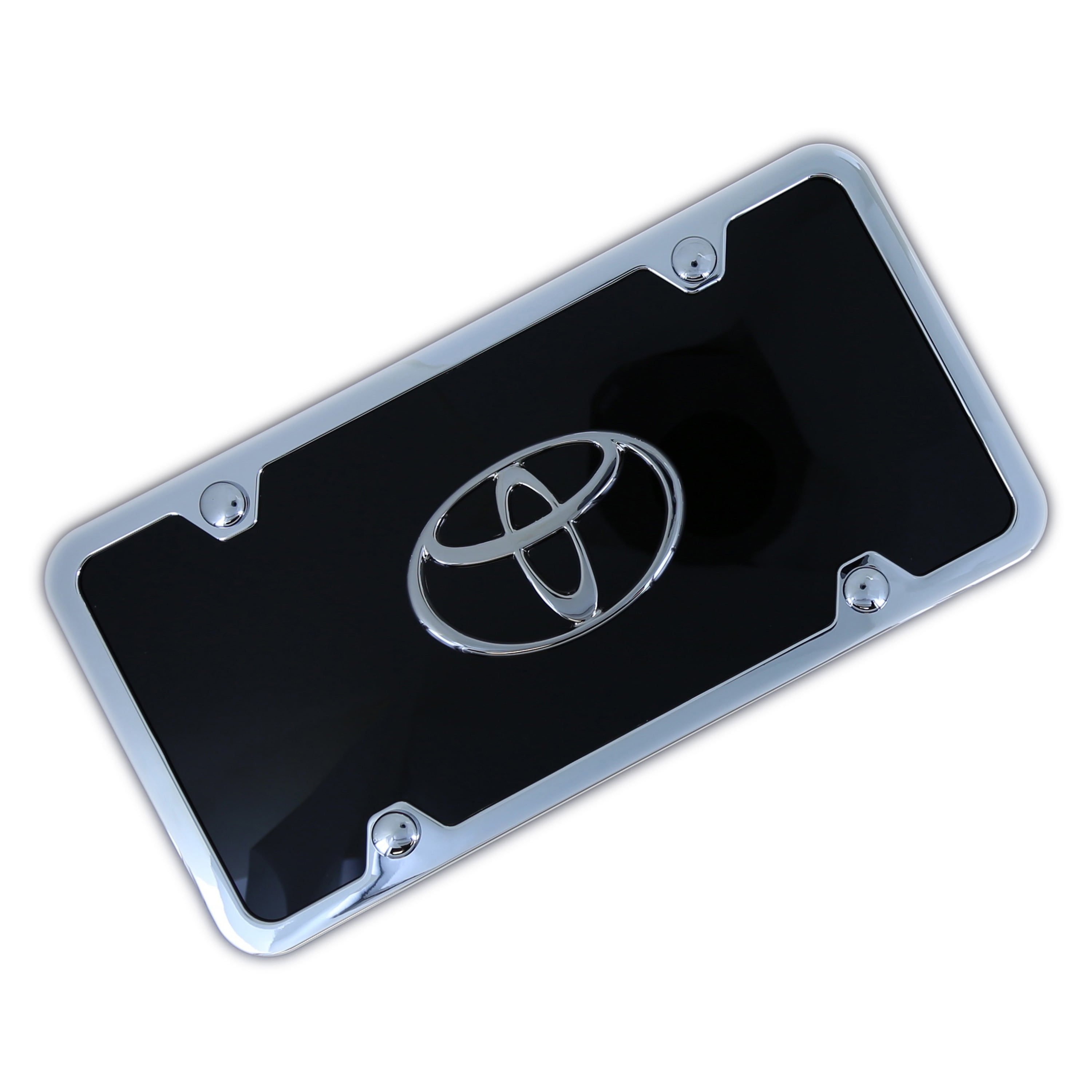 Toyota Logo License Plate Kit (Chrome on Black)