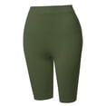thumbnail image 2 of A2Y Women's Basic Yoga Polyester Mid Thigh High Rise Biker Bermuda Shorts Olive 1XL, 2 of 5