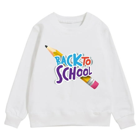 

Rgdypko Girls Casual Long Sleeve Sweatshirt Tops Back To School Season Sweatshirts Winter Warm Comfortable Fashion Cartoon Printing Style Relaxed Fit Tops