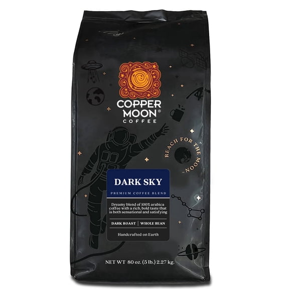 Copper Moon Whole Bean Coffee, Dark Roast, Dark Sky Blend, 5 Lb. Bag