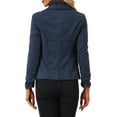 thumbnail image 3 of INSPIRE CHIC Women's Faux Suede Button up Casual Open Front Drawstring Long Sleeve Blazer L Dark Blue, 3 of 5