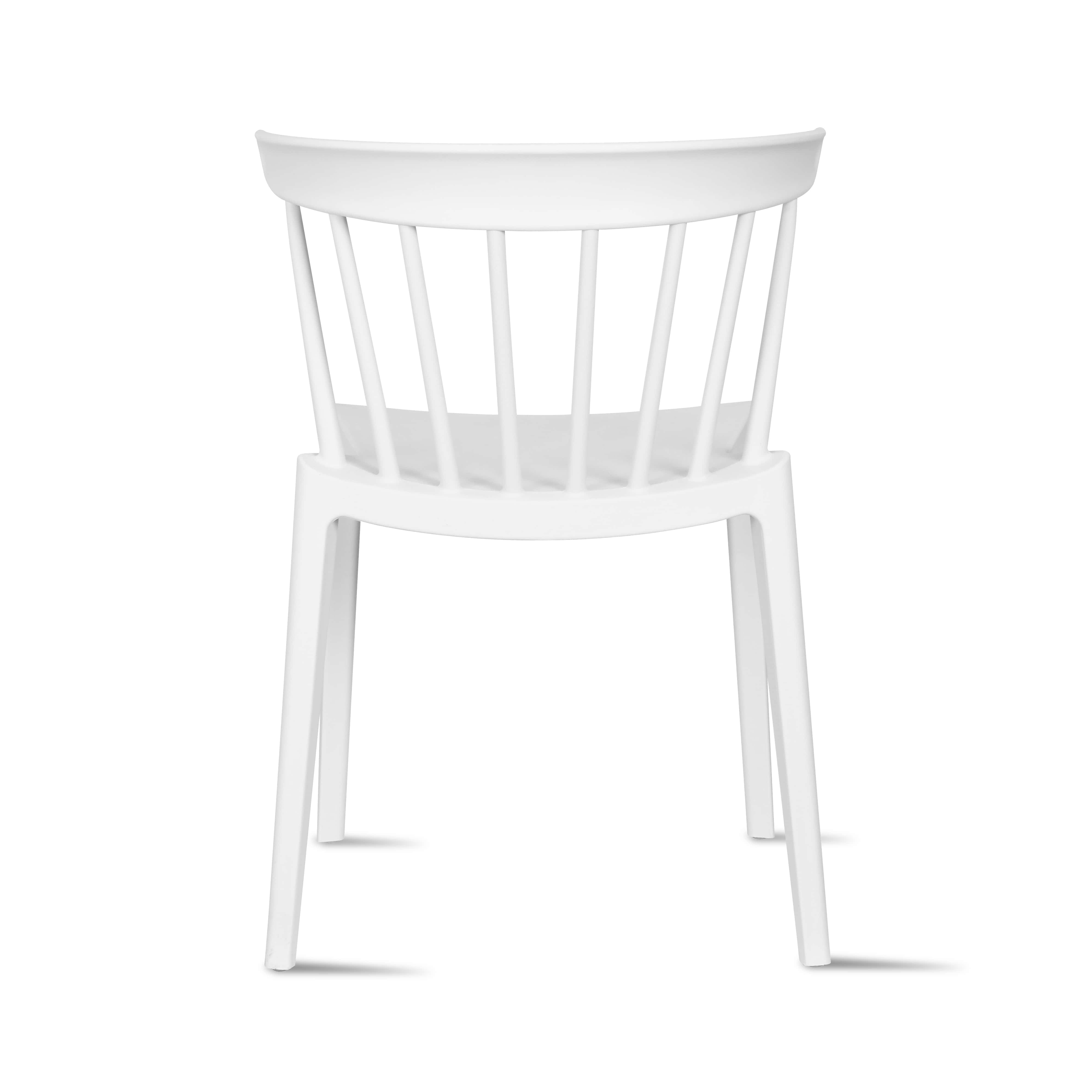 Modern Dining Elbow Side Chair Molded Plastic Indoor and Outdoor Stackable Slat Back Patio Chair, White, Set of 1, 1 piece