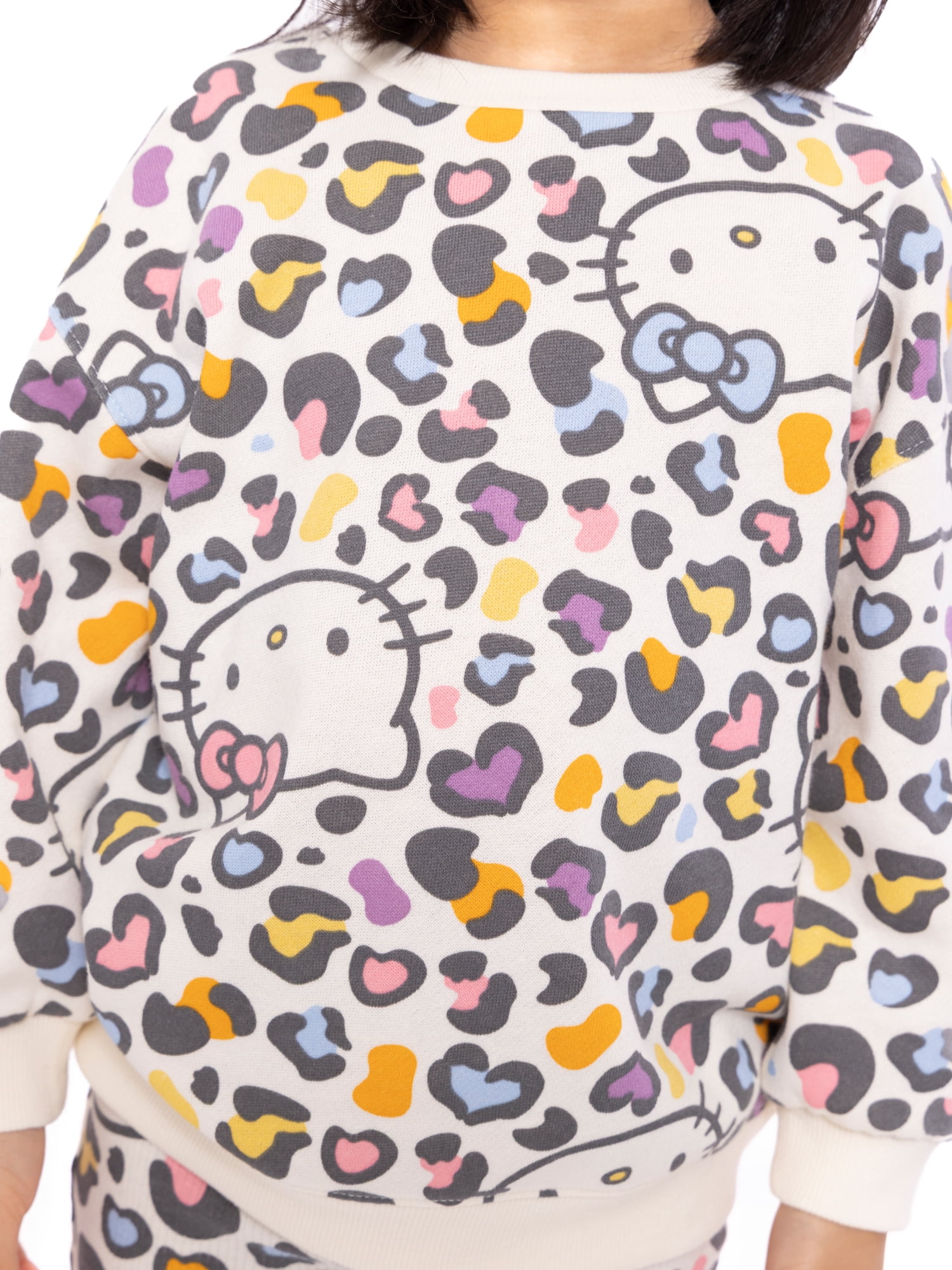 Hello Kitty Toddler Girls Long Sleeve Allover Print Sweatshirt and Matching Flare Leggings Set, 2-Piece, Sizes 12M-5T