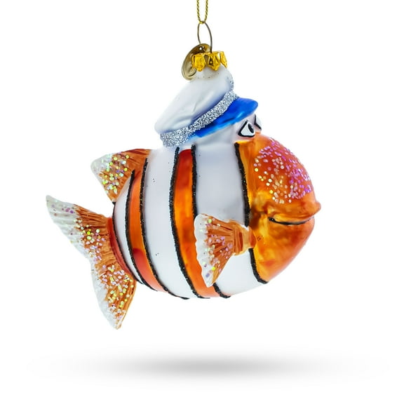 Captain Fish Glass Christmas Ornament