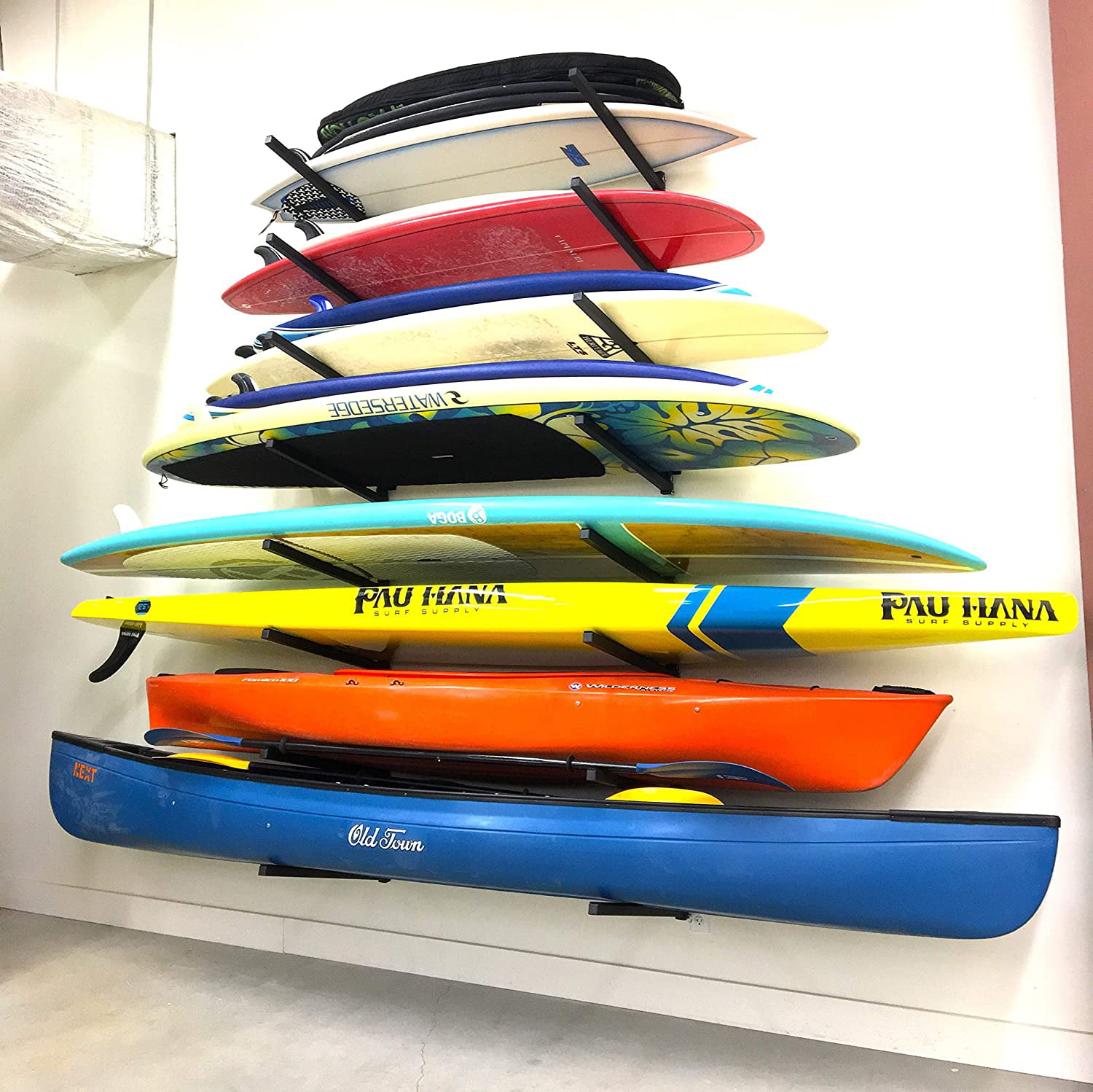 StoreYourBoard 4 Kayak Storage Rack, Wall Mounted Indoor Garage