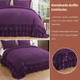 thumbnail image 5 of D.N.G. BEDDINGS 3 Piece Luxury 5 Inch Two Layer Ruffle Comforter Set Premium Super Soft, 800 TC, 100% Egyptian Cotton, Super Soft, Oversized Super King Size Plum Color, 5 of 7
