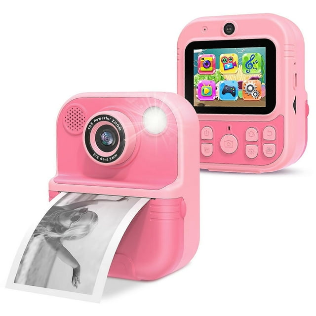 Digital Camera Kids Instant Print Digital Camera With Flash Light Music Play Pink